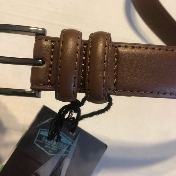 MIO MARINO Tan 30" Classy Prong Buckle Belt Brown Genuine Leather NWT - Picture 10 of 10